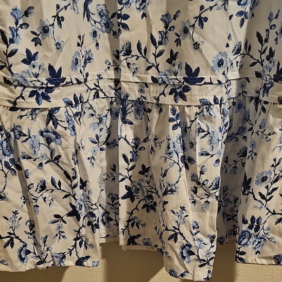 French Connection Blue and Black Ruffled Wrap Midi Dress - Picture 6 of 6